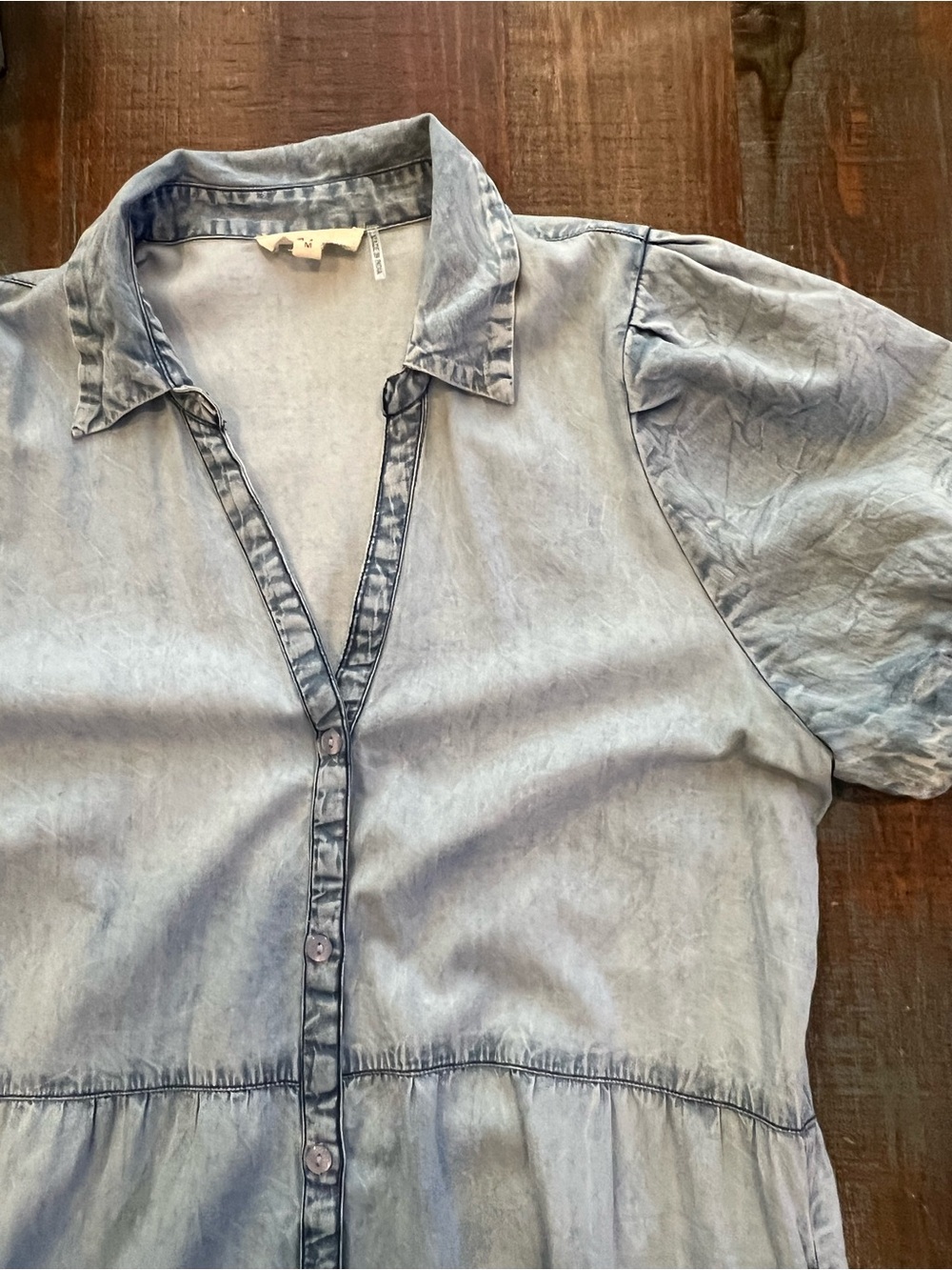 Elan chambray tiered Maxi Dress M - Picture 6 of 10
